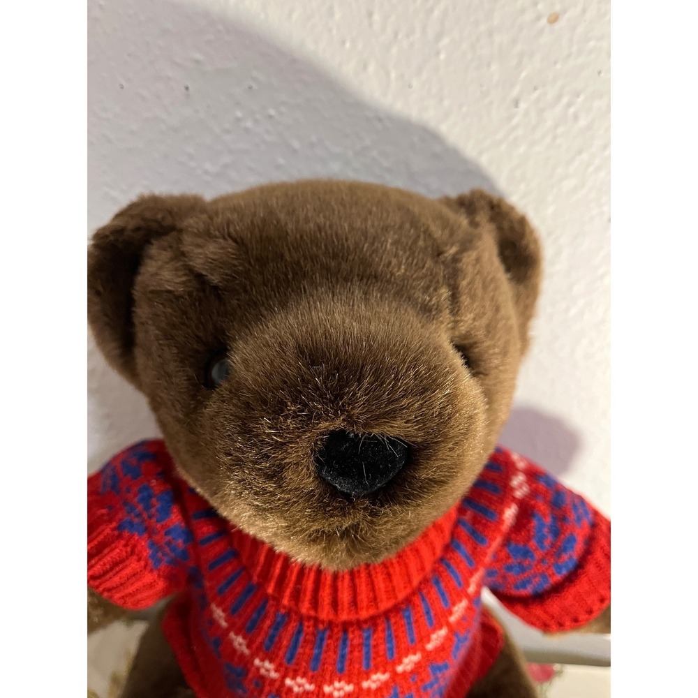 Polo Ralph Lauren Teddy Bear Red Fair Isle Snowflake Sweater Plush 15 Inch - Picture 3 of 8
